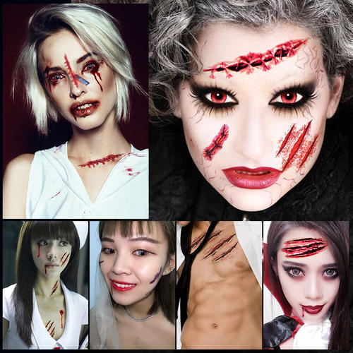 Picture of New scar Halloween tattoo stickers funny horror scar stickers waterproof realistic tattoo stickers 