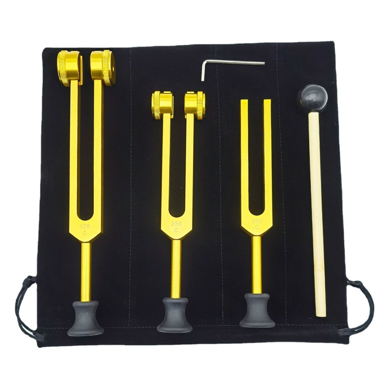 Aluminum alloy tuning fork set 128C 256C 512 gold tuning fork silver tuning fork three set massage base