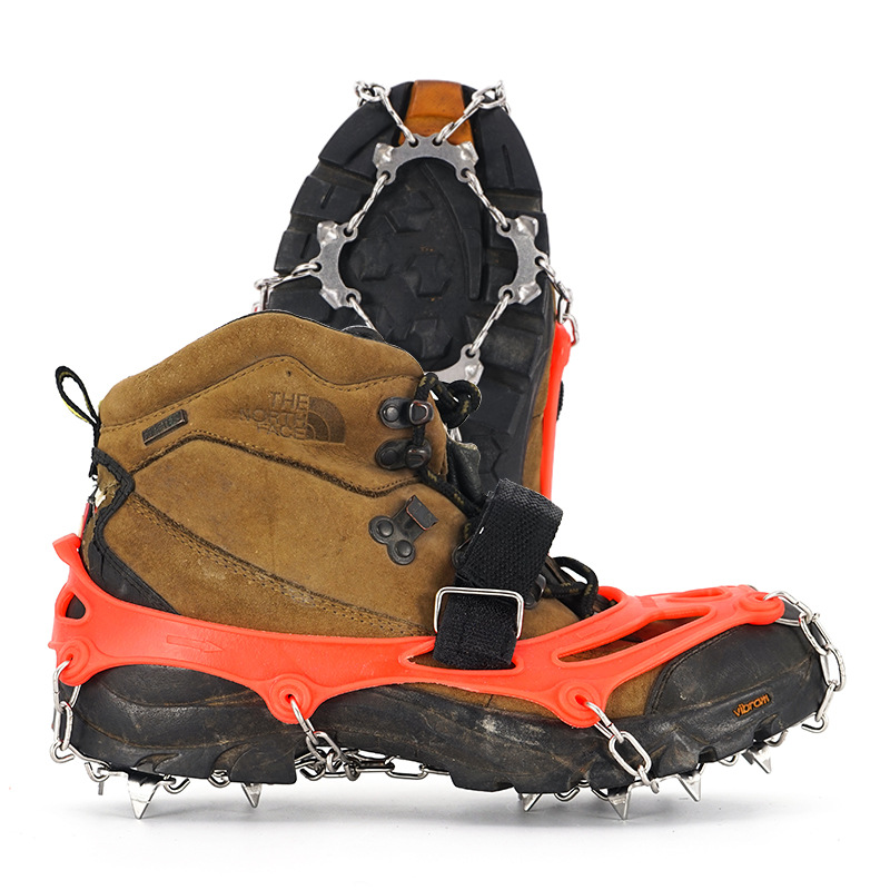 Picture of Outdoor Stainless Steel 13 Teeth Ice Claw Climbing Ice Climbing Anti-slip Shoe Cover Hiking Anti-slip Snow Claw Anti-slip Chain Ice Grab Wholesale