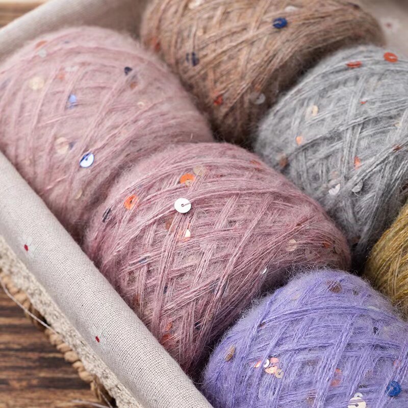 New sequined mohair hand-woven wool Maillard sequined mohair wool factory wholesale