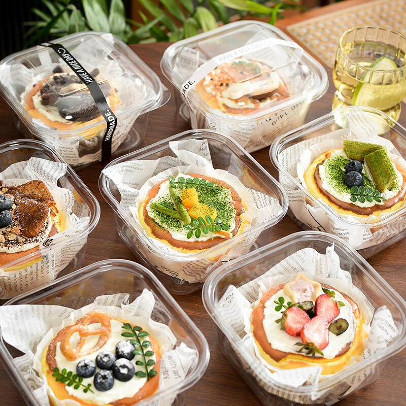Internet-Famous Basque Cheesecake Box 4inch Hokkaido Tiramisu Light Cheese Oil Paper Transparent Packaging Box