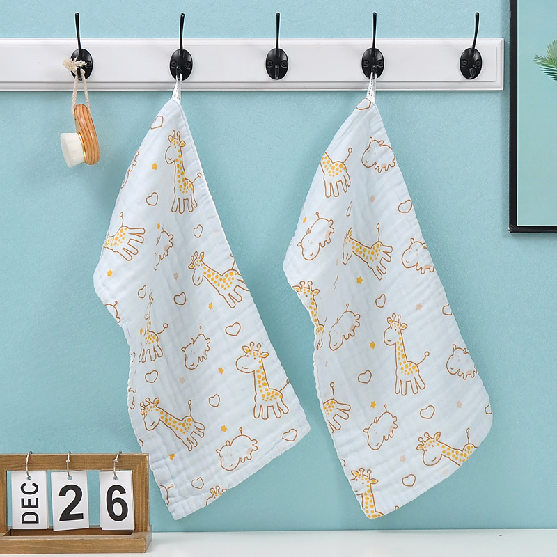 Picture of 6-Layer Seersucker Small Square Towel Kidsren's Towel Pure Cotton Type a Cotton High-Density Saliva Towel Kindergarten Small Towel Pure Cotton