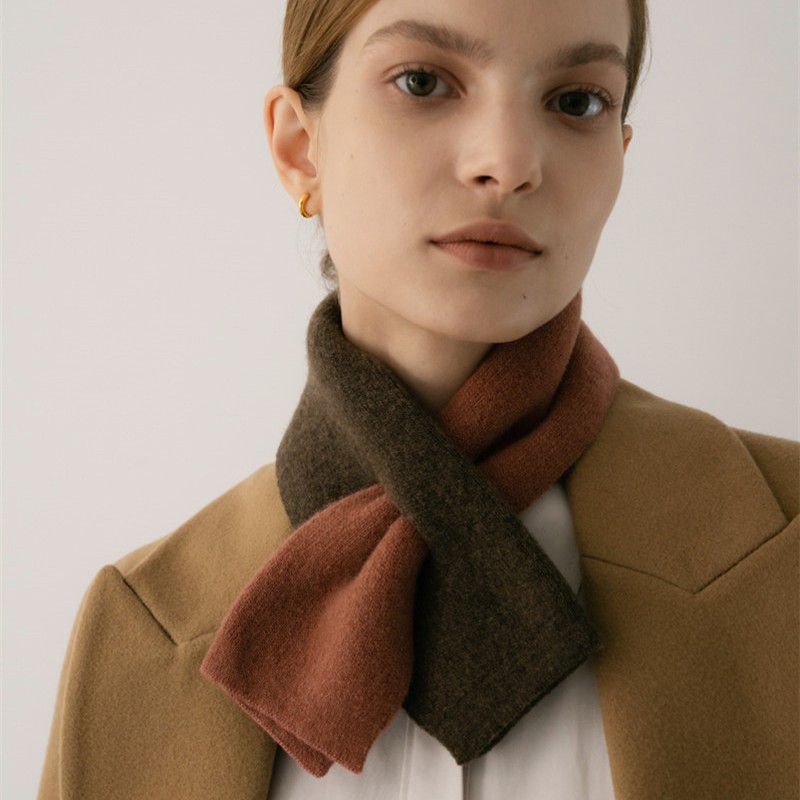 Elegant little things! With wool color matching cross small scarf cashmere knitted warm versatile student small scarf