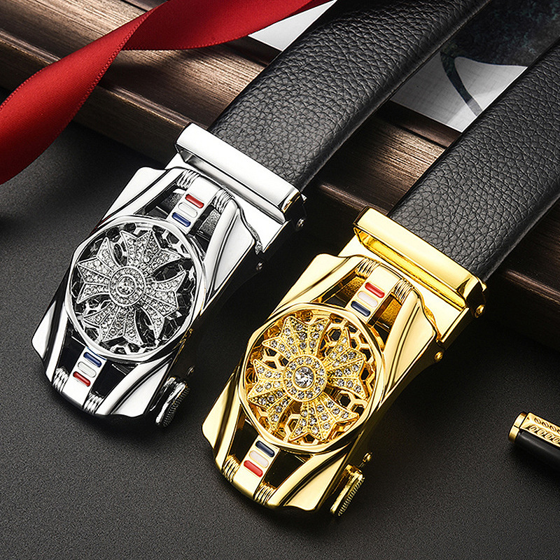 New men's time-to-time pu leather belt automatic buckle jeans belt young and middle-aged trend transfer belt belt