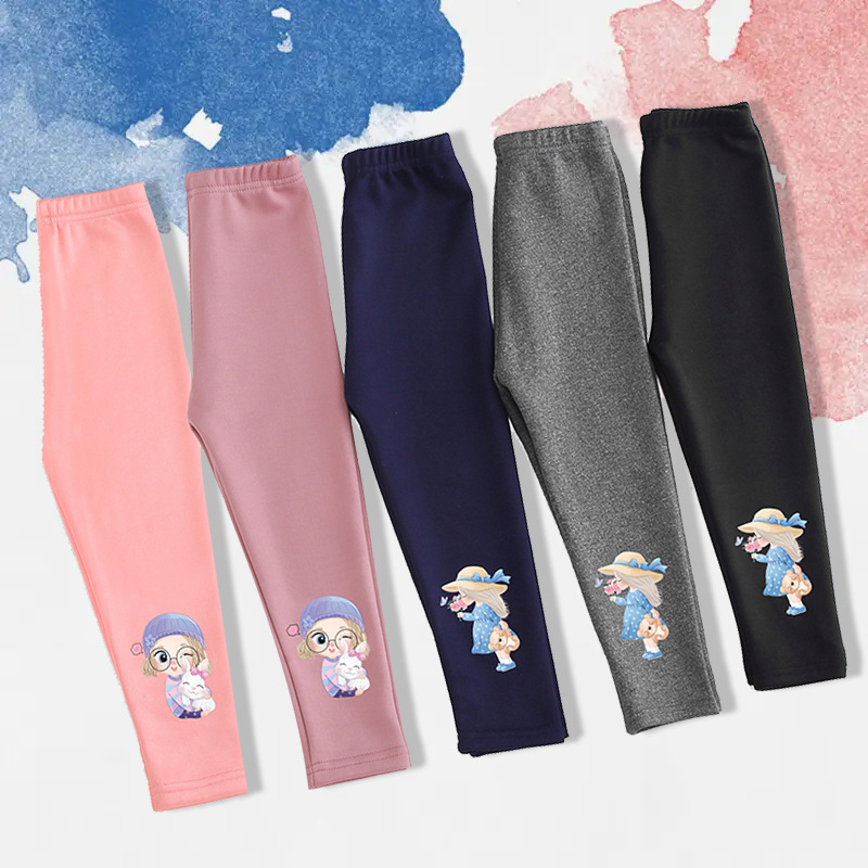 Children's leggings girls' autumn and winter fleece-lined thickened leggings children's one-piece velvet warm pants baby cotton pants
