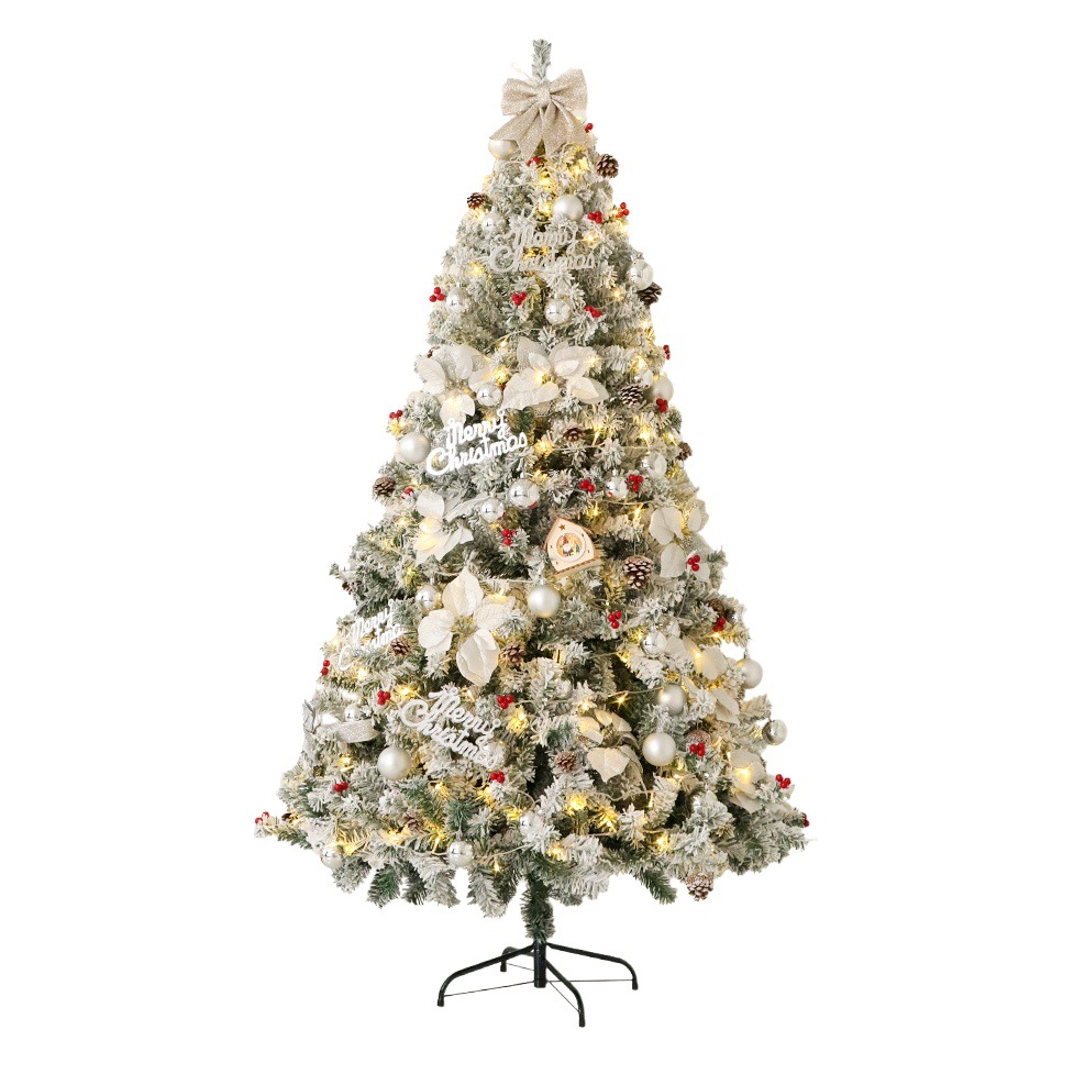 Snow Christmas tree high-end white flocking pvc Christmas tree 1.5 meters 1.8 meters package decoration Christmas decoration