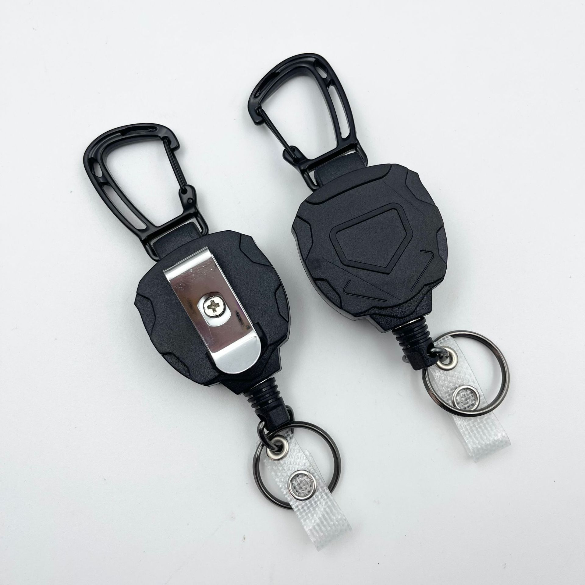 Creative outdoor mountaineering easy pull buckle 250g super elastic wire rope badge clip anti-loss anti-theft keychain