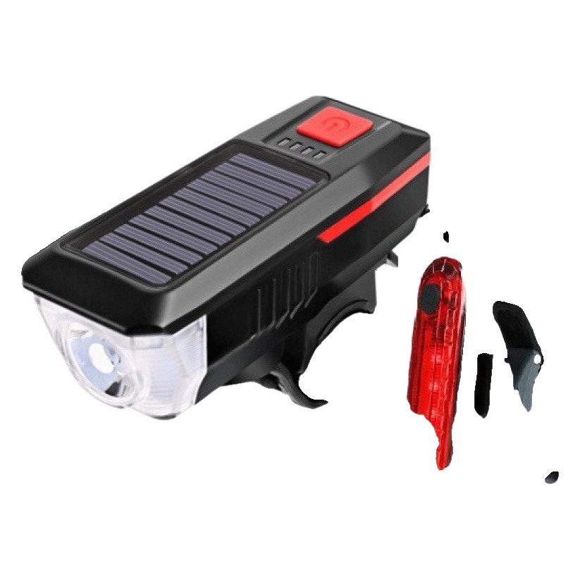 Bicycle light rechargeable headlight solar headlight solar horn headlight USB solar headlight set