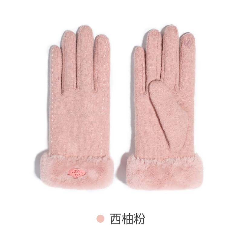 Picture of Winter Warm Cashmere Gloves Women's Outdoor Cold-proof Windproof Thickened Knitted Touch Screen Slimming Wool Gloves DY35