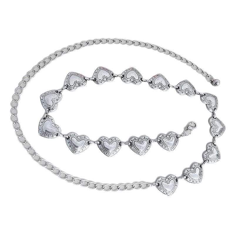 Cross-border casual vintage metal love buckle waist chain women's fashion ladies with skirt decorative belt chain factory wholesale