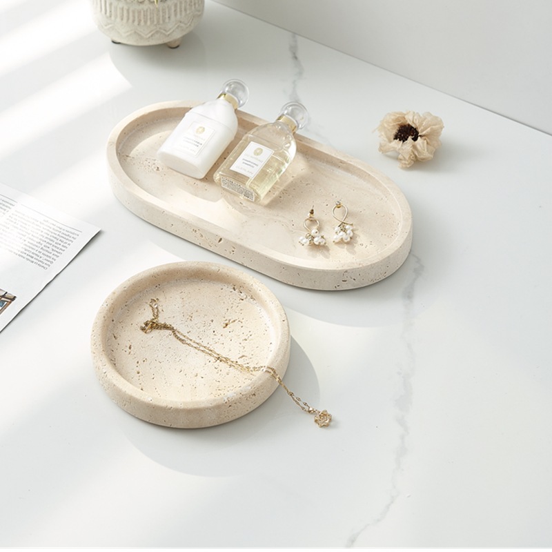 Italian-style natural cave stone integrated tray jewelry storage and finishing tray home model room stone plate swing props