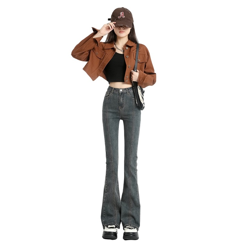 Picture of Micro-La Jeans Women's Autumn Wear 2023 New High Waist Slimming Black Tall Bell Pants for Children Spring and Autumn