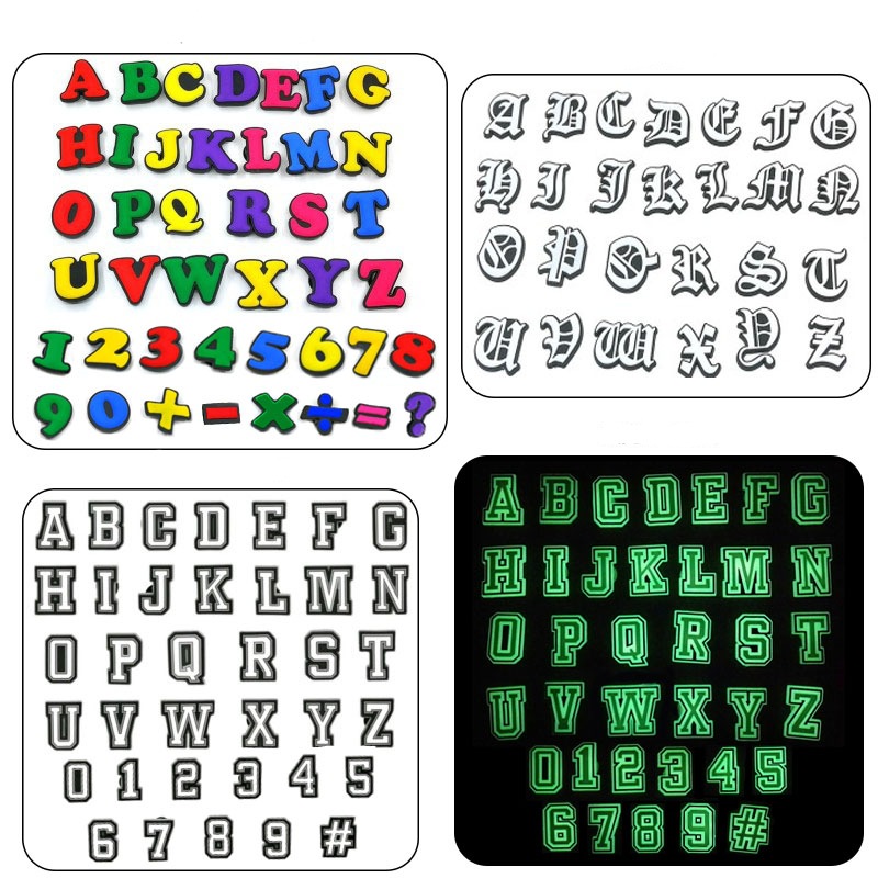 Colorful Alphabet Number Set Garden Clog Shoe Charms Pvc Shoe Charms Decorative Accessories Cross-Border Ready Stock