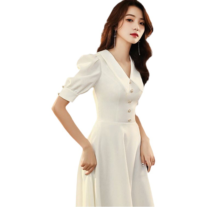 White French Style Small Evening Dress Women's Daily Wear Light Luxury Niche High-end License Registration Dress Doll Collar Summer