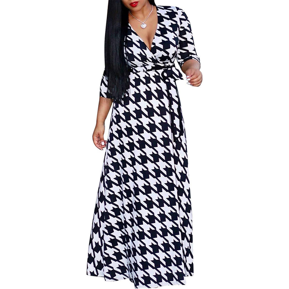 Picture of European and American Cross-border 2025 AliExpress New Summer Amazon plus size Women's Printed chubby girl Half Sleeve Dress