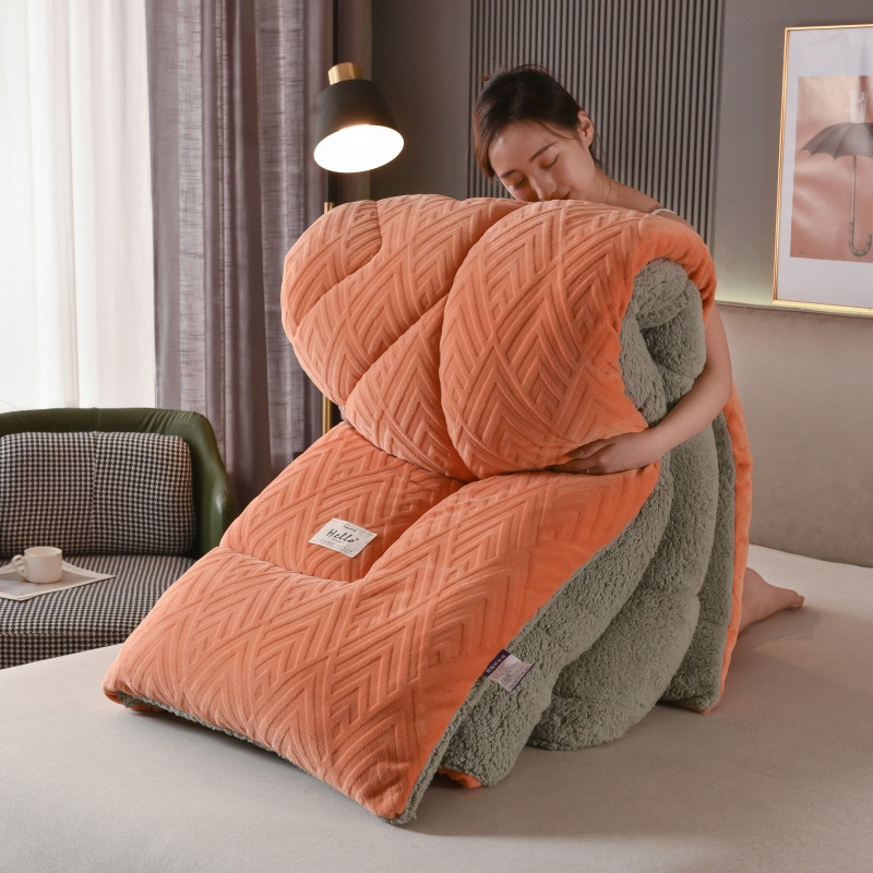 Picture of Amazon cross-border e-commerce milk fleece lambswood solid color winter quilt thickened core snowflake flannel quilt mattress