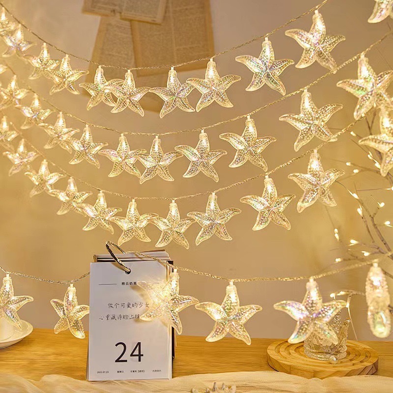 Led Ocean Party Decorative Light String Laser Shell Colorful Starfish Light String Holiday Light String Props Atmosphere Lights