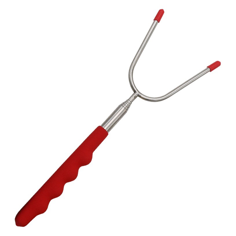 Stainless steel wooden handle U-shaped telescopic barbecue fork BBQ hot dog marshmallow roast stick smoked string outdoor barbecue tools