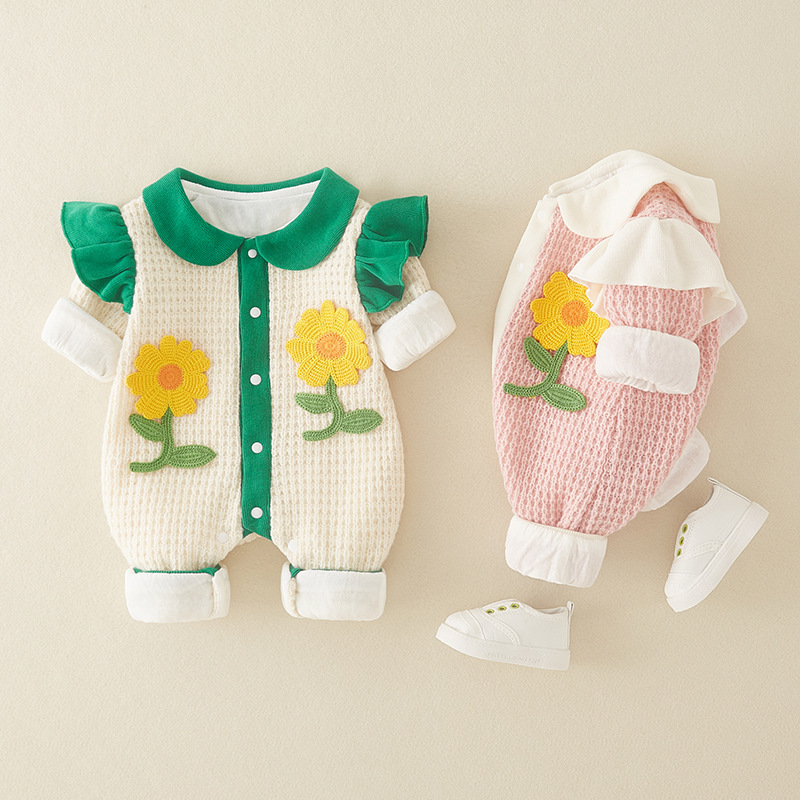 Picture of Infant Clothes Autumn New Newborn Baby Girl Long-sleeved jumpsuit Full Moon Princess Going Out Hare Climbing Clothes