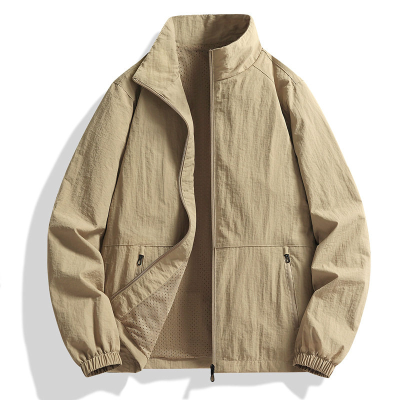 Sports and Leisure Hoodless Stand-Up Collar Windbreaker Men's Spring and Autum Trendy Brand Outdoor Casual Jacket M-8Xl
