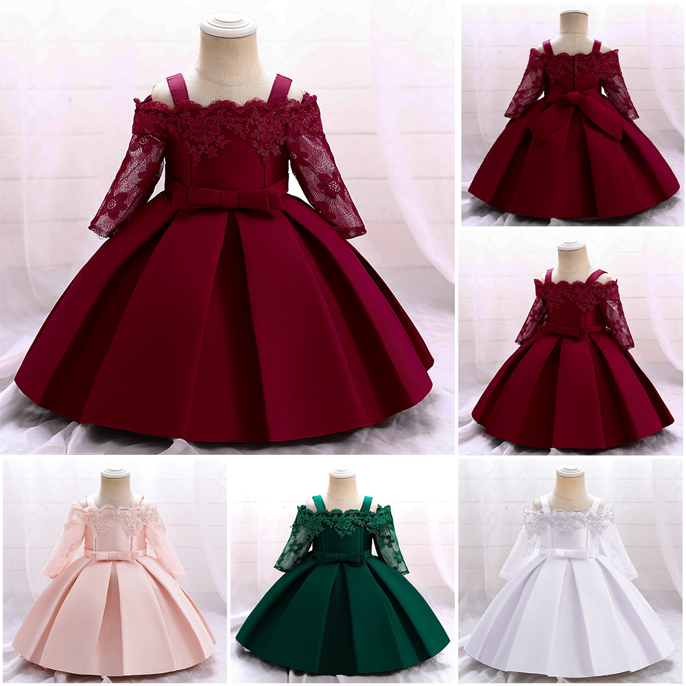 Cross-border Amazon baby dress satin cloth one-year-old baby dress dress birthday cute princess