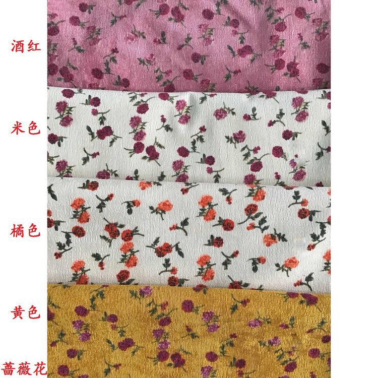Shoulder Bag Clothing Backpack Plant Encryption Printing Red Luggage Small Fresh Rose Flower Corduroy Printing Cloth