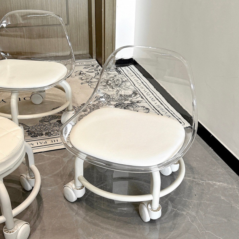 Picture of Acrylic pulley low stool, spinner wheel, children's home living room stool, foot mat, light luxury high-end chair, back chair