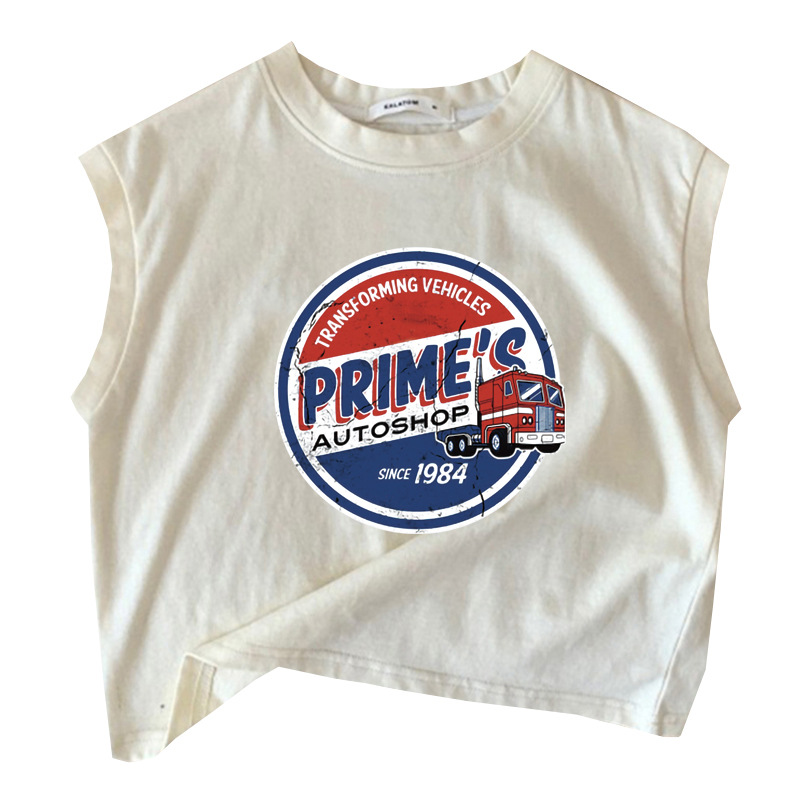 Picture of Pure Cotton Baby Kidsren's Sleeveless T-Shirt 2025 Cartoon Car Pattern Versatile Vest Sweatshirt Top for Boys and Girls Summer