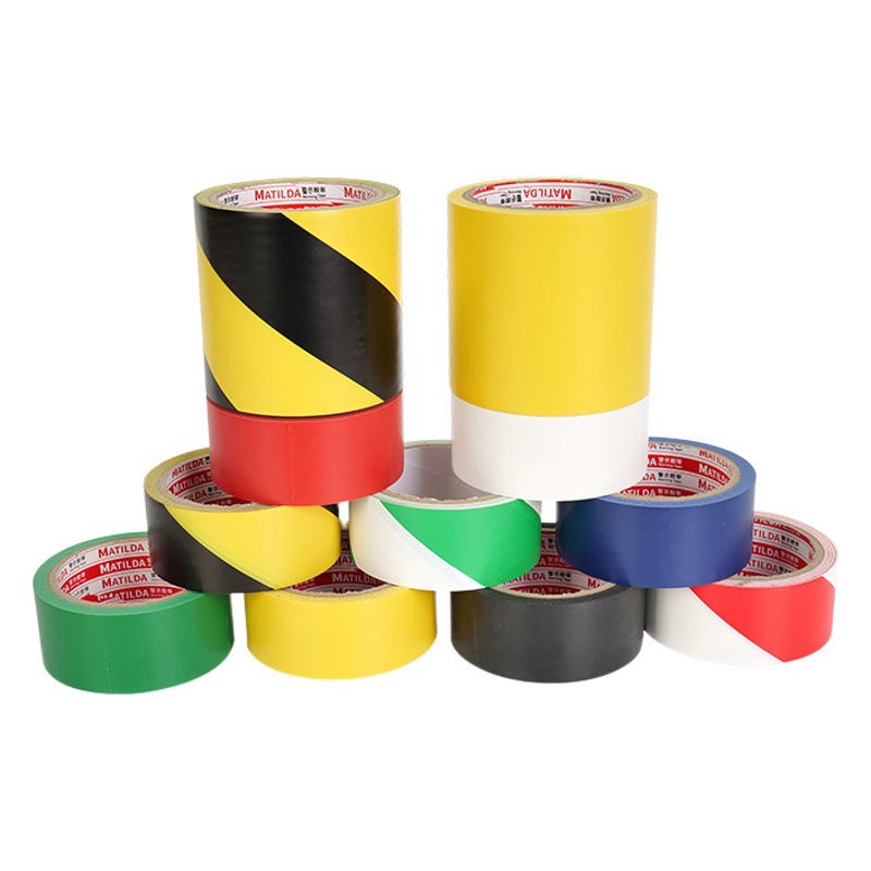 Pvc Warning Tape Floor Logo Warning Line Zebra Line Strong Adhesive Wear-Resistant Waterproof Non-Adhesive Floor Tape