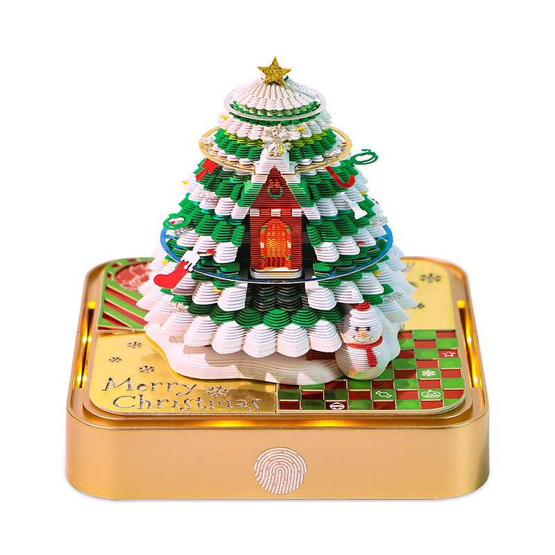 Picture of Cross-Border Christmas Gift Tree House Paper Carving Calendar Desktop Ornament Business Meeting Cultural and Creative Souvenir 3D Stereo Sticky Notes