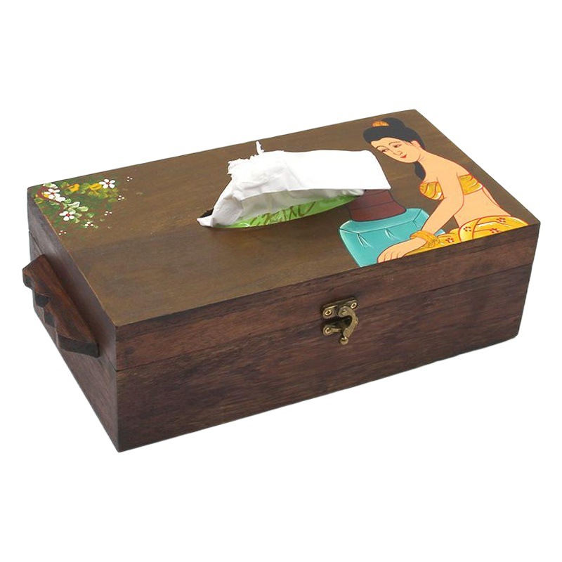 Painted wooden tissue box wooden home decoration living room hotel club restaurant creative decoration tissue box