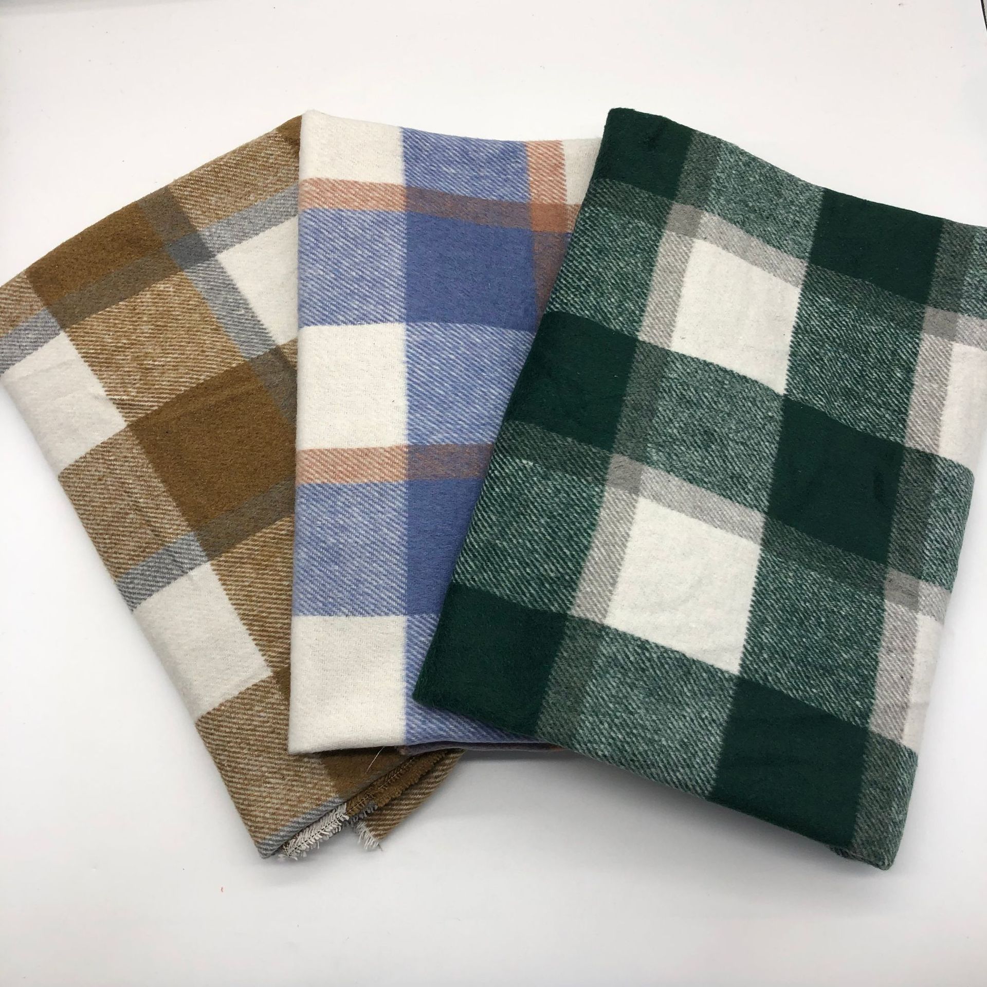 Autumn and Winter Yarn-Dyed Woolen Plaid Fabric Twill Brushed Flannel Shirt Coat Jacket Plaid Fabric