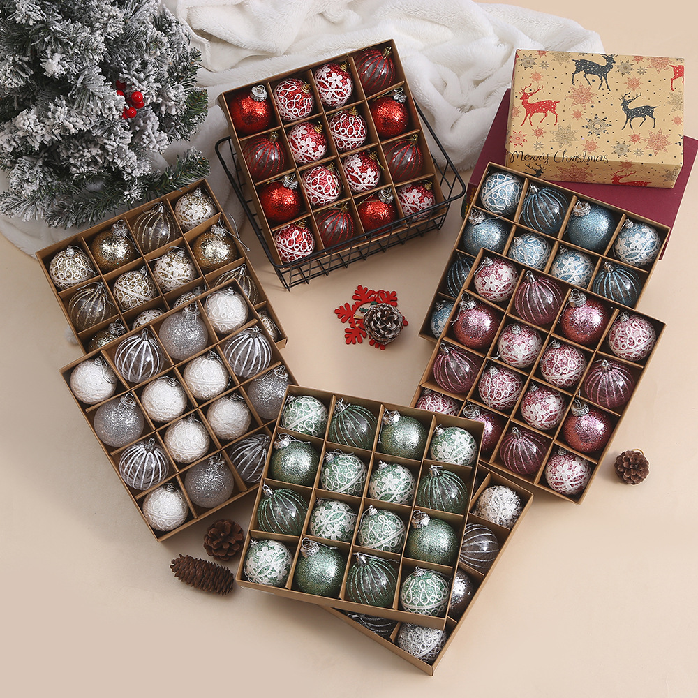 Cross-Border Plastic Christmas Balls Wholesale Christmas Tree Decoration Hanging Balls Christmas Party Christmas Ball Gift Box