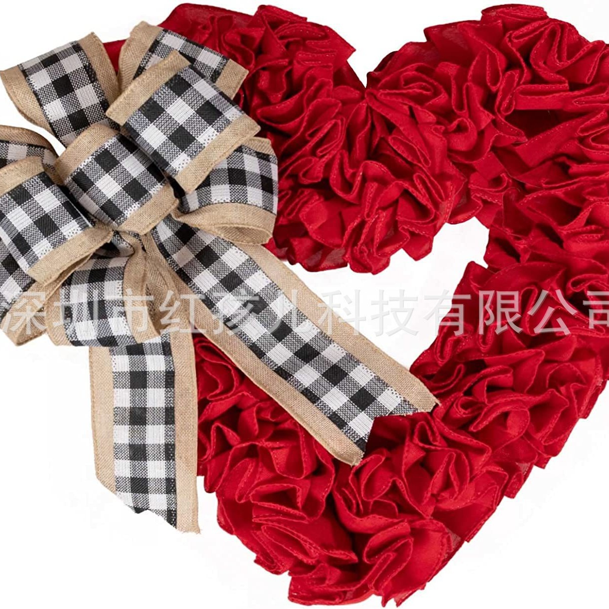 Cross-border Explosions Door Decorations Fabric Valentine's Day Wreath Peach Heart Wall Hanging