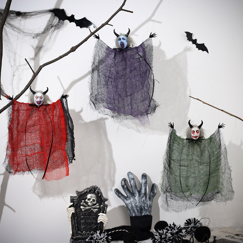 Cross-border in stock Halloween Decorations Horror Halloween Evil Ghost Doll Pendant Haunted House Layout Props