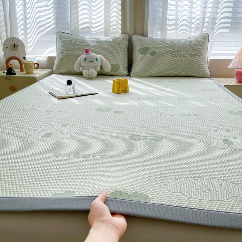 Picture of Bingdoudou Three-Piece Summer Cooling Mat Set, Ice Silk Mat Mattress, Machine Washable, Suitable for Infants and Toddlers, Air-Conditioned Soft Mat