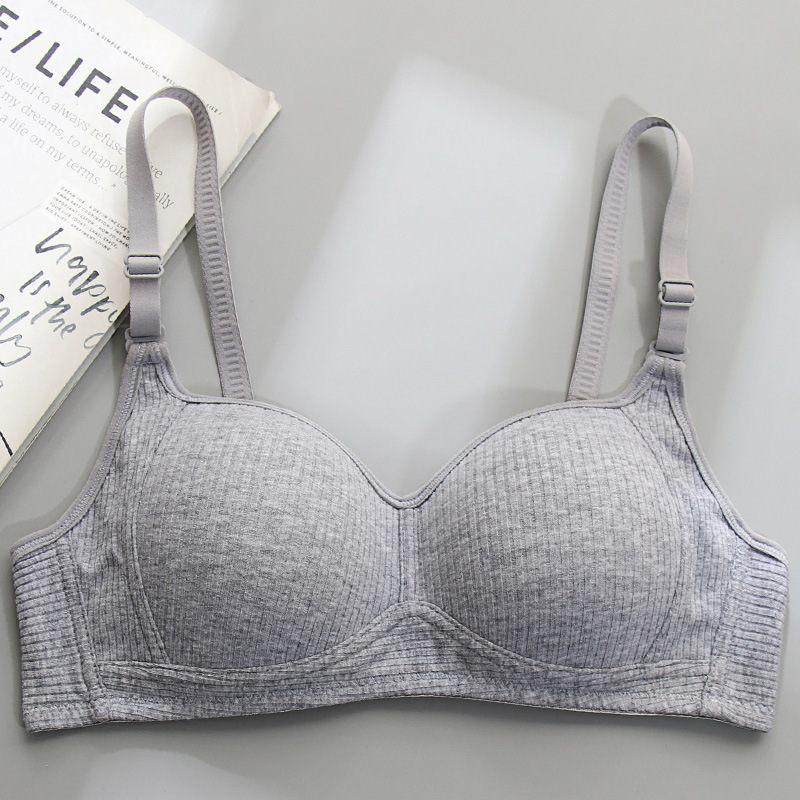 Picture of Side Collected Anti-sagging Underwear Women's Non-rimless Bra for College Students High School Girls Small Chest Gathering Pure Cotton Thin Bra