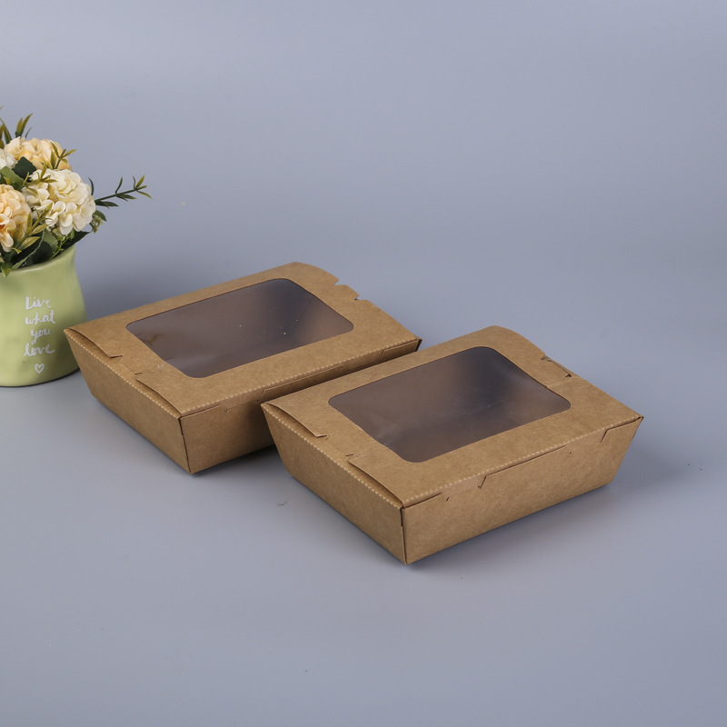 Salad Sushi Packaging Carton Fried Chicken Barbecue Takeaway Catering Packaging Carton Disposable Kraft Paper Lunch Box