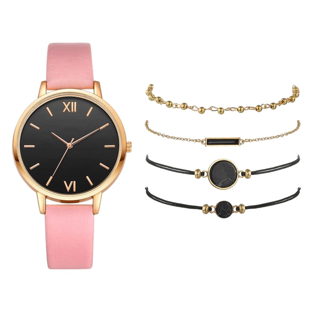 Ins new style simple watch suit quartz watch trend pu strap ladies watch strap bracelet suit wholesale