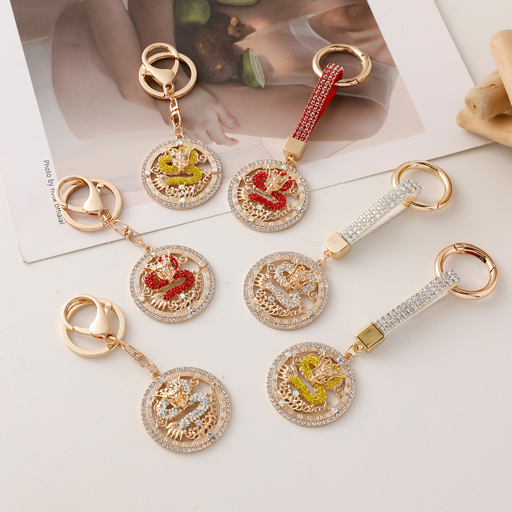 Picture of Twelve Zodiac dragon Alloy New Creative Chinese Style Dragon keychain metal dragon car ornaments birthday year gift