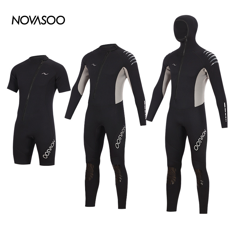 3mm one-body hooded diving suit men's surfing suit scuba diving suit free diving mother suit cold protection warm suit