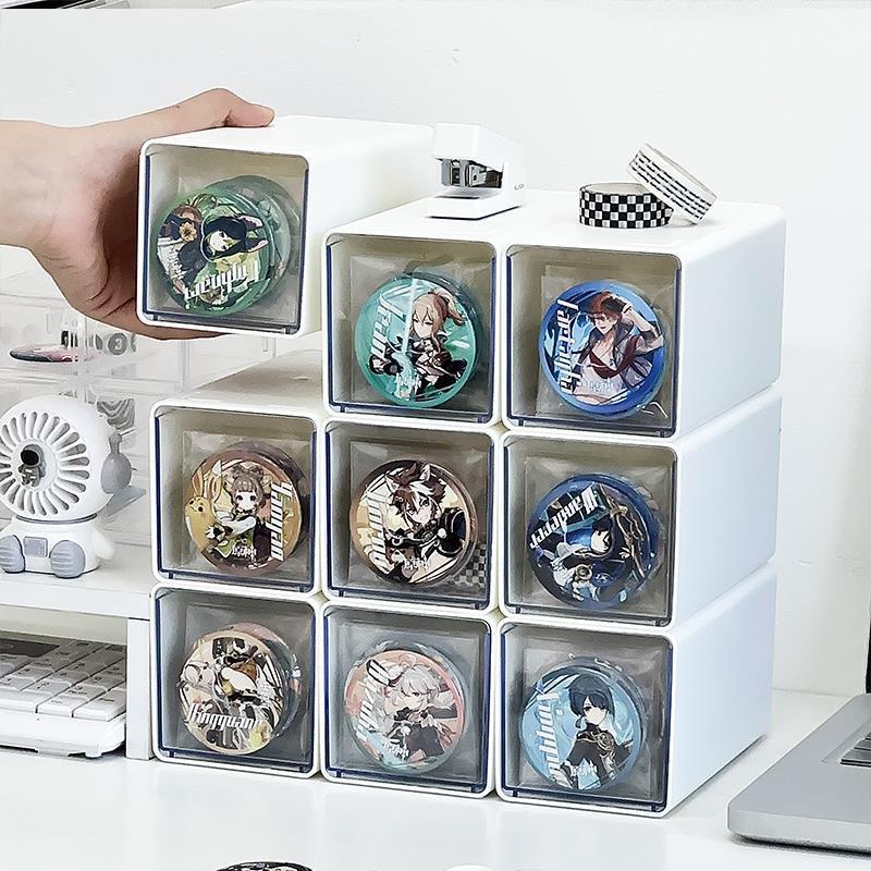 Baji Storage Box 75mm Acrylic Organizer Drawer-Type Transparent Millet Moisture-Proof Peripheral Badge Large Capacity