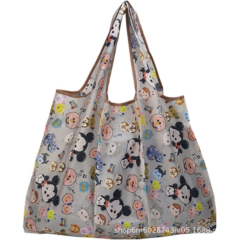Large size eco-friendly shopping bag foldable sturdy grocery shopping bag strawberry bag handbag storage travel bag fashion cartoon