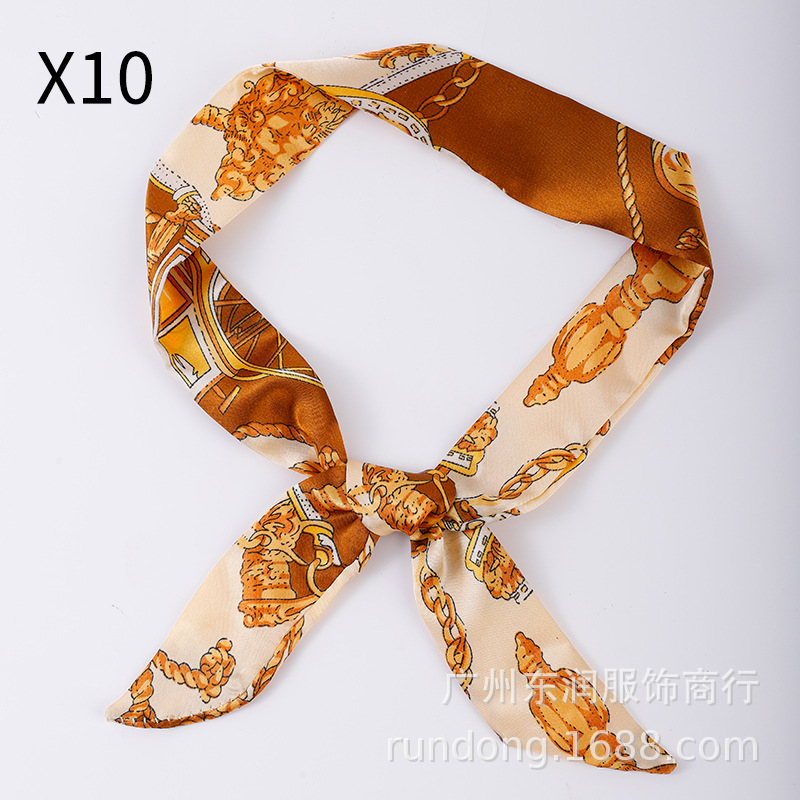 Picture of Silk Scarf Wholesale Long Beveled Small Silk Scarf Double-layer All-match Hair Belt Ribbon Decoration Tie Bag Hand Gift Box Silk Scarf