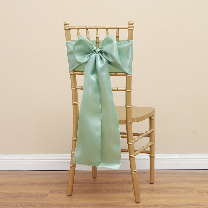 Picture of Chair Cover Bow Tie Hotel Wedding High-end Light Luxury Red Chair Back Flower Decoration Satin Diding Ribbon