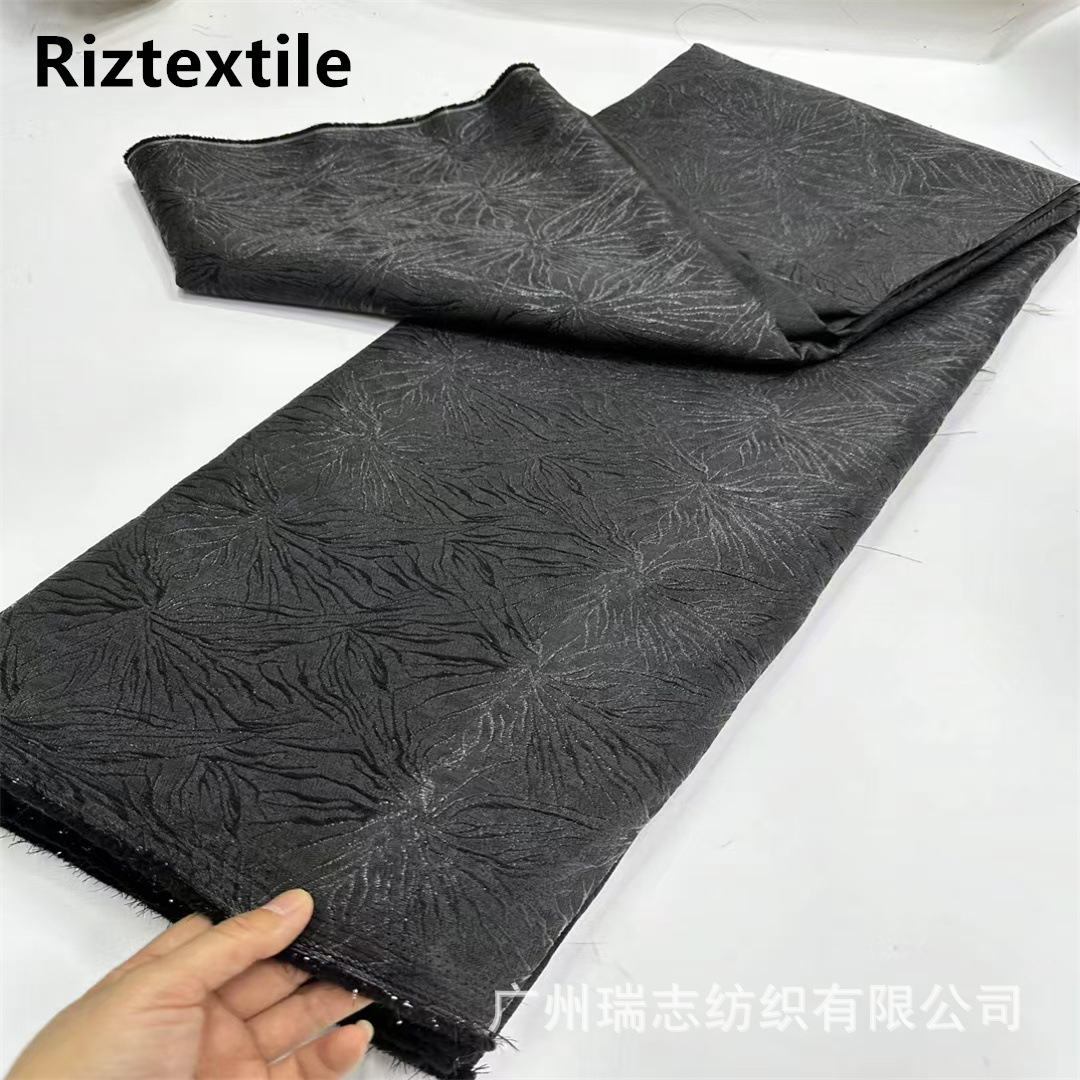 Picture of Bronze Brown Dark Pattern Retro Smooth Soft Cheongsam Jacquard Fabric dress Ceremony Fashion Designer Embroidered Cloth