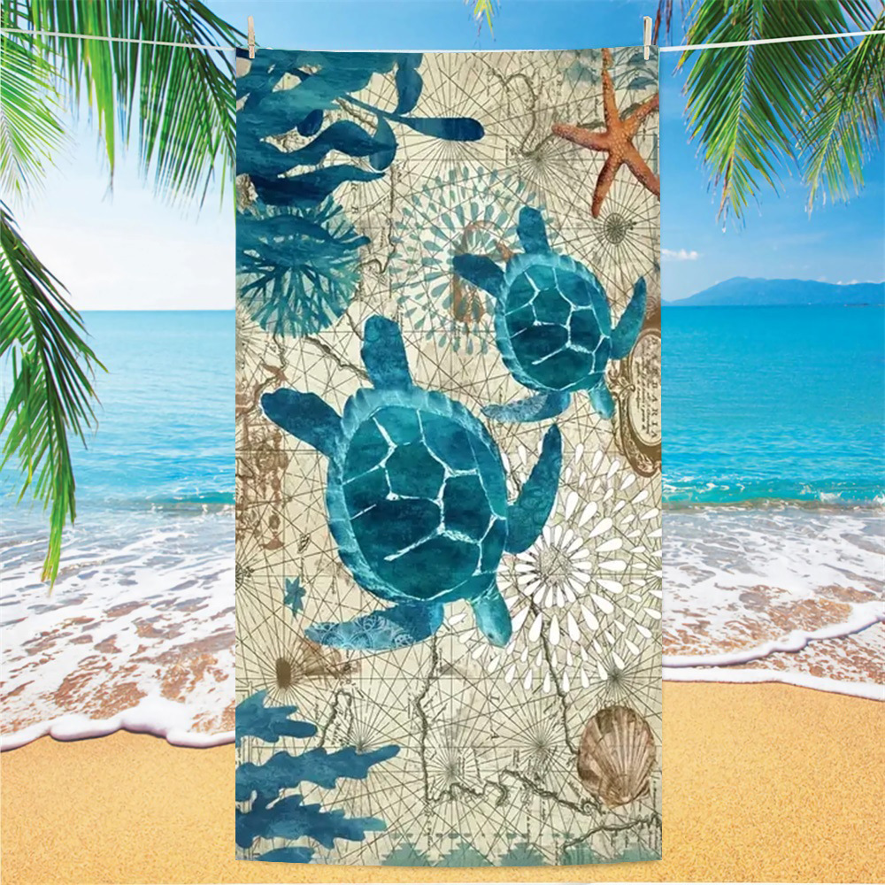 Picture of Cross-border microfiber double-sided velvet beach towel custom LOGO digital printing large bath towel rectangular thick towel