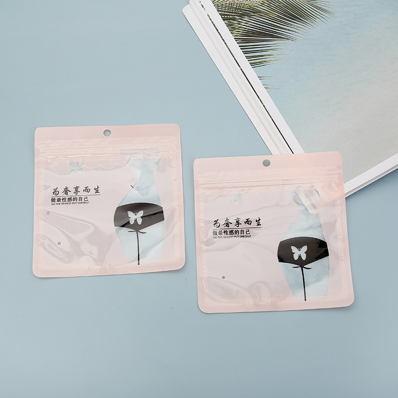 Panties packaging bag pink translucent packaging bag stockings leggings socks mask plastic Ziplock bag wholesale