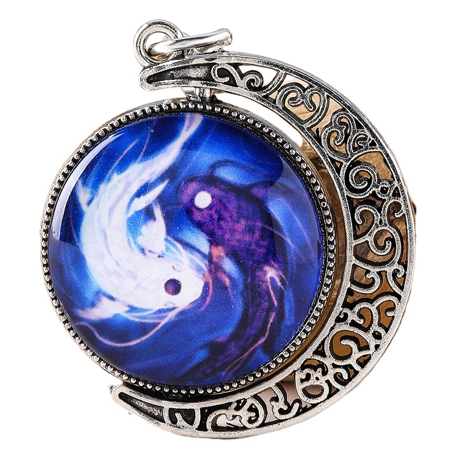 Chinese Cool Yin and Yang Pisces Key Ring Pendant Cross-border Hot Tai Chi Time Disc Metal Keychain Wholesale