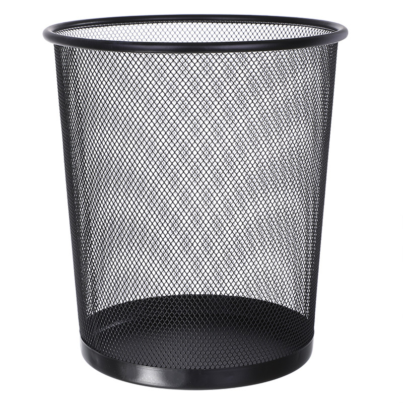 Picture of Metal Mesh Office Round Trash Can Household Wrought Iron Large Trash Basket Kitchen Storage Bucket Wholesale